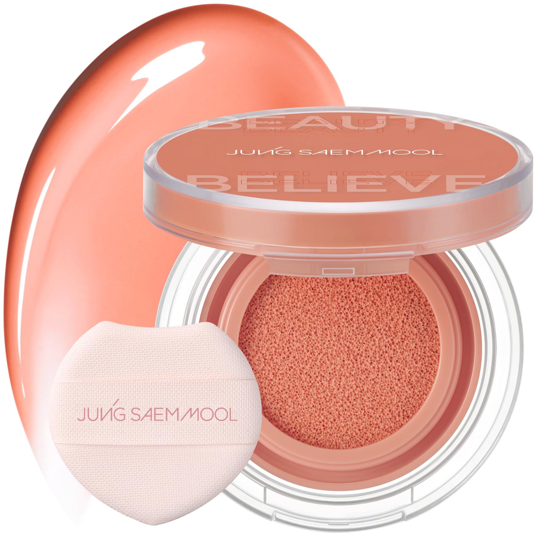 JUNG SAEM MOOL Artist Cushion Blush | Easy to Blend with Puff, Buildable Liquid Blush for Cheeks with a Natural & Dewy Finish, Korean Makeup (Dewy | Rare Rose)