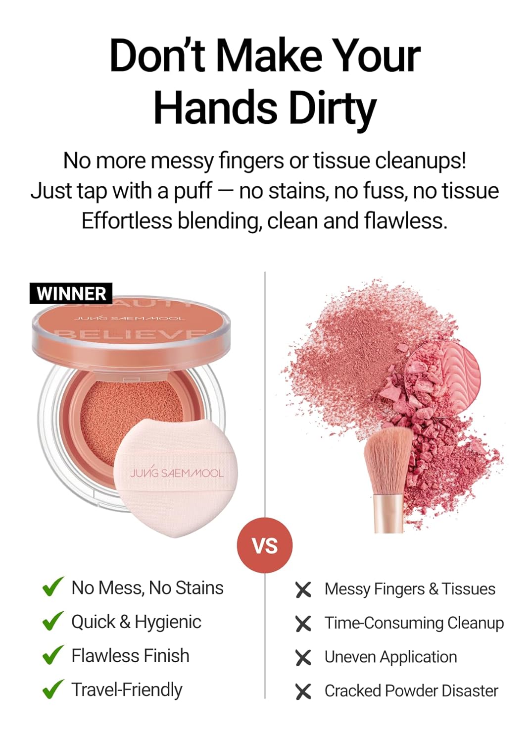 JUNG SAEM MOOL Artist Cushion Blush | Easy to Blend with Puff, Buildable Liquid Blush for Cheeks with a Natural & Dewy Finish, Korean Makeup (Dewy | Rare Rose)